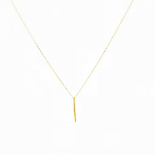 14K Gold Spike Needle Charm Necklace, our shiny slender vermeil gold spike needle charm on 14k gold-filled chain make up this minimalist piece of jewelry, a little treasure to wear.