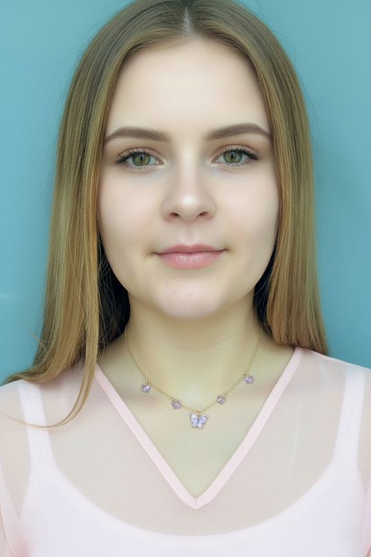 Pink Butterfly Choker Necklace