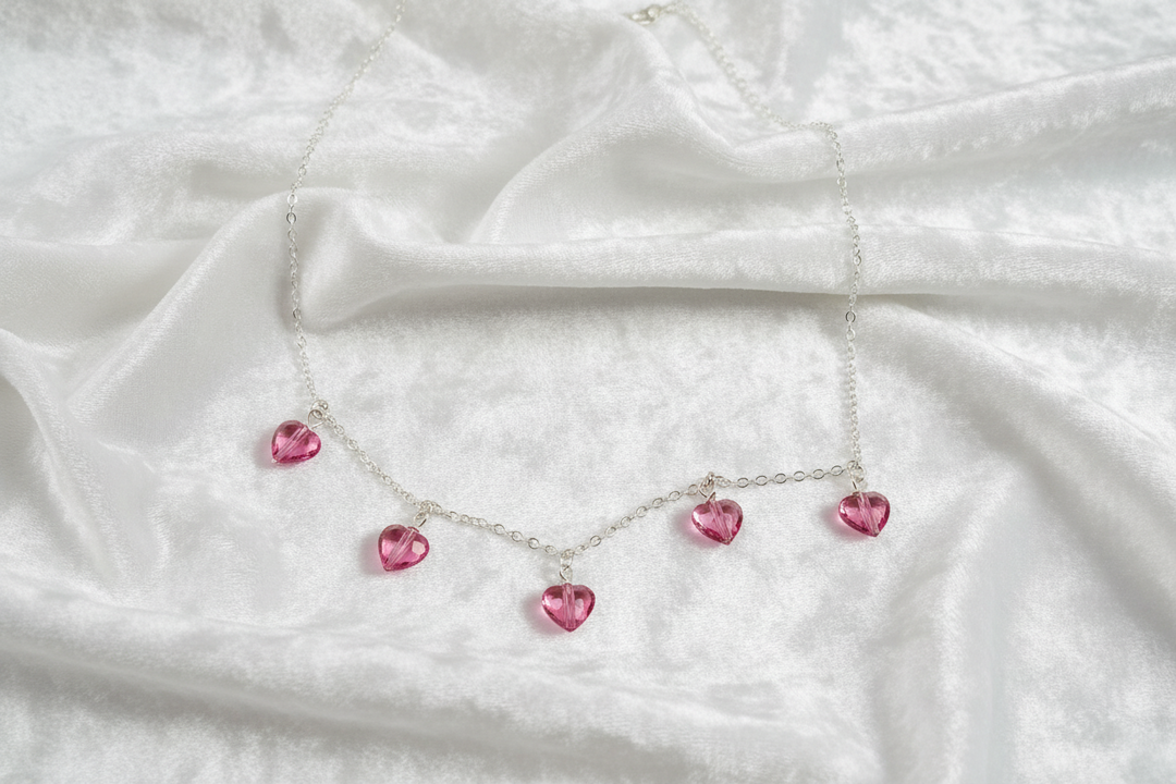 Pink Crystal Heart Necklace