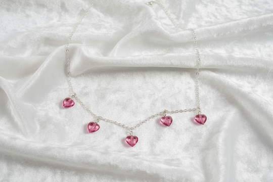 Pink Crystal Heart Necklace
