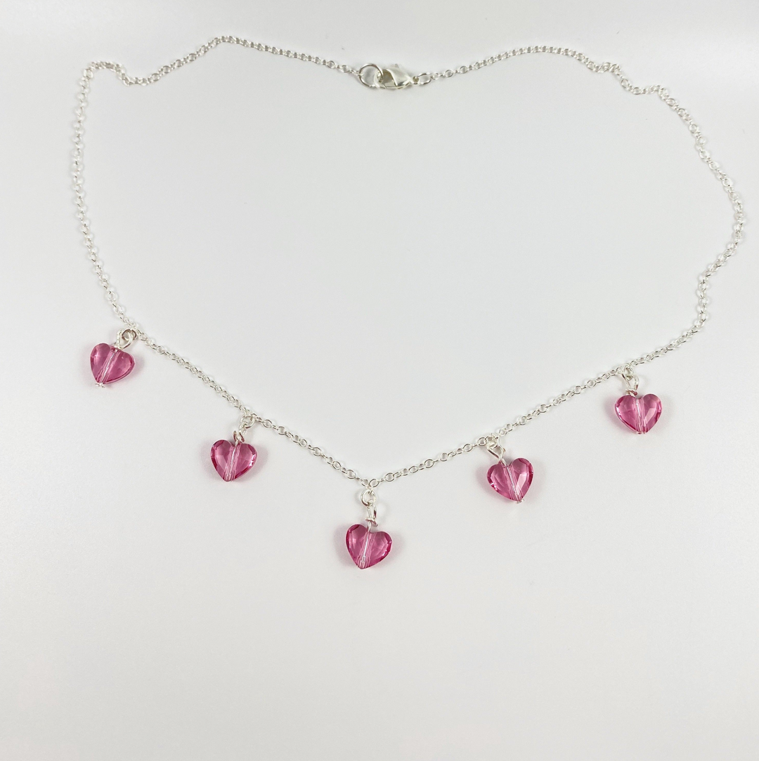 Pink Crystal Heart Necklace