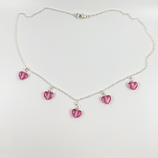 Pink Crystal Heart Necklace