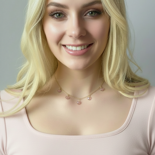 Pink Crystal Heart Necklace