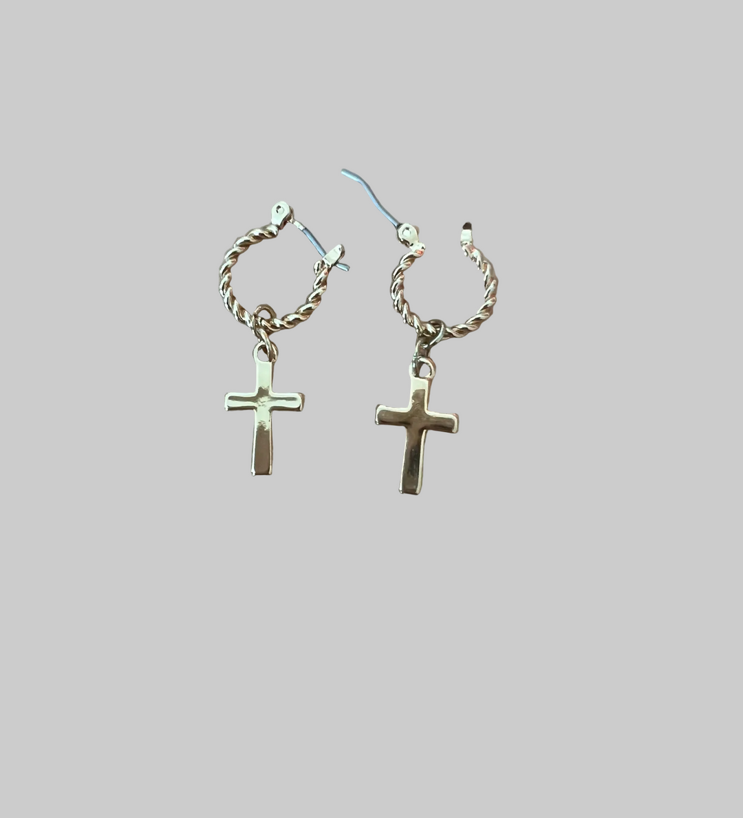 Gold Cross Huggies Hoop Earrings, Minimalist gold cross huggie hoops designed for everyday. These 10mm hoops feature petite cross charm