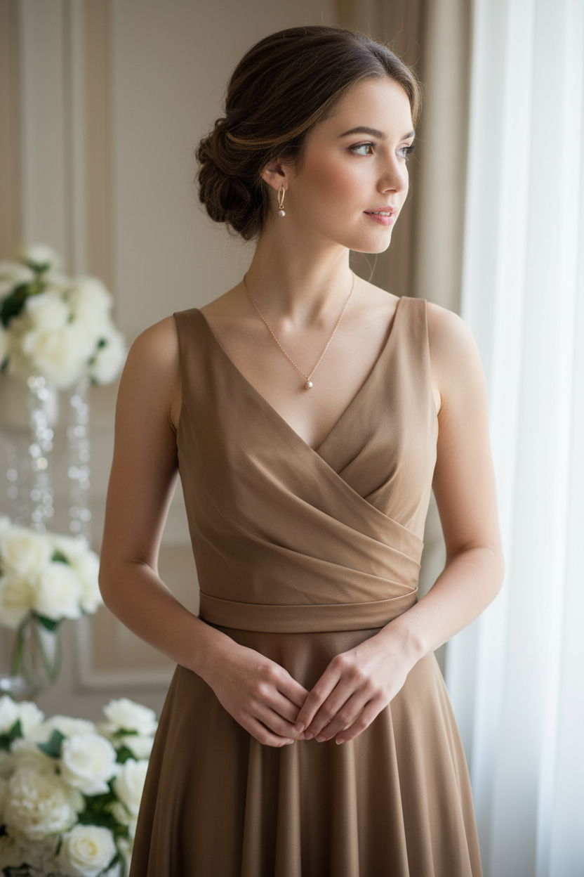 Rose Gold Pearl Bridesmaid Necklace Gift Set