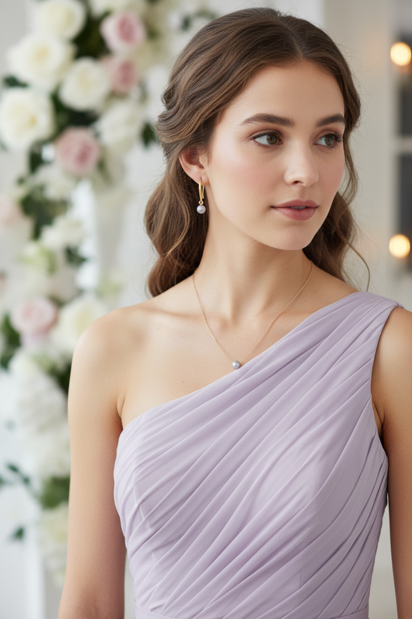 Lavender Pearl Bridesmaid Necklace Gift Set