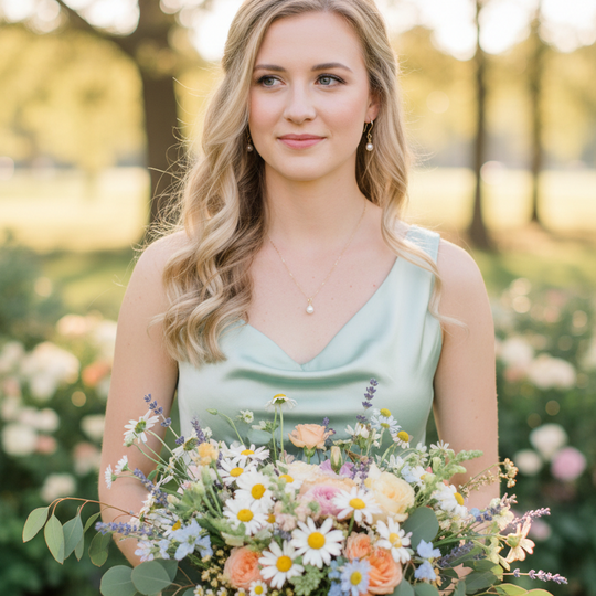 White Pearl Bridesmaid Necklace & Earring Set