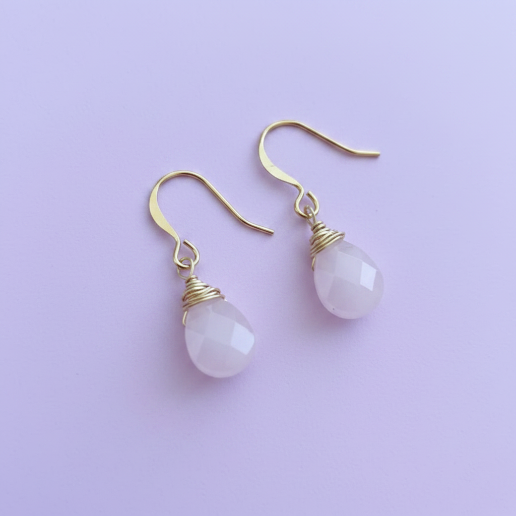 Soft Pink Crystal Teardrop Earrings