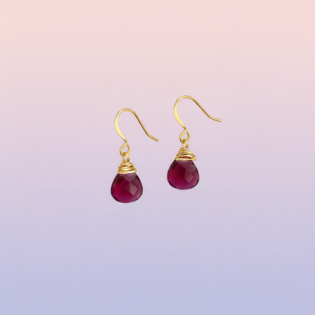 Ruby Red Crystal Teardrop Earrings