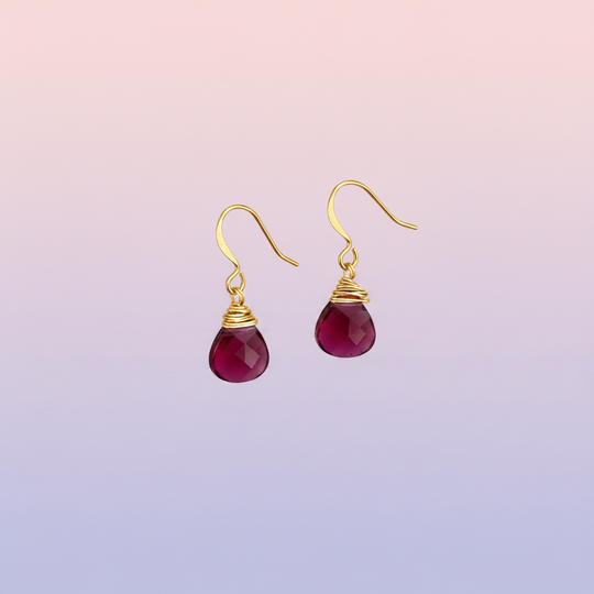 Ruby Red Crystal Teardrop Earrings