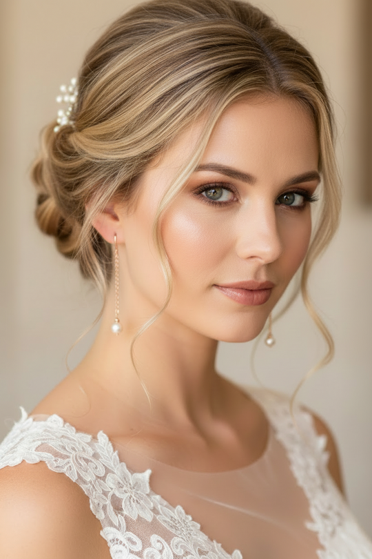 White Pearl Dangle 14K Rose Gold Earrings