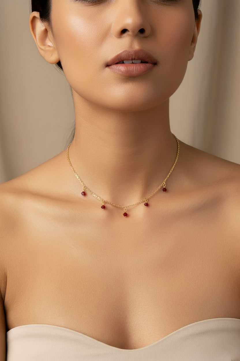 Ruby Red Crystal Choker Necklace