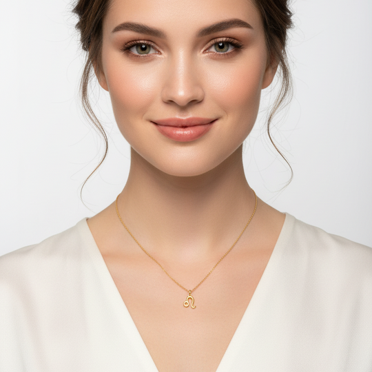 Leo Zodiac Symbol Gold Necklace