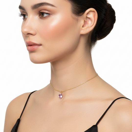 Light Purple Crystal Heart Necklace