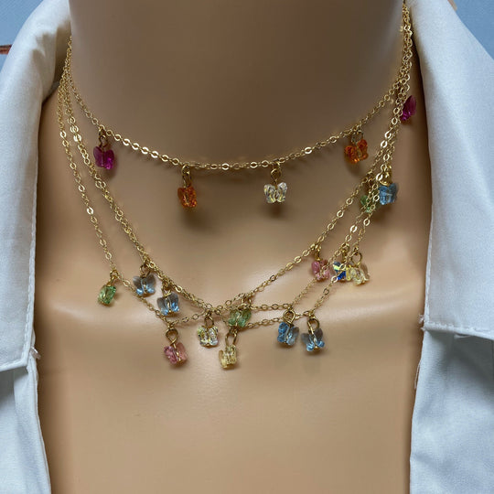 Gold Necklace Spacer Tube For Four Necklaces, our necklace spacer lets you layer up to four necklaces without tangling. It features four small gold-plated lobster clasps 