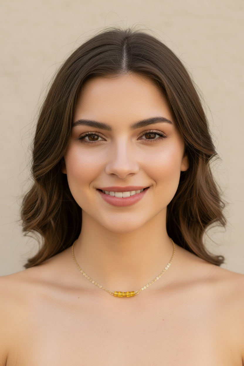 Citrine Yellow Crystal Cube Bar Necklace Charm Necklace, is an effortlessly gorgeous and minimalist necklace that will become a daily staple. 