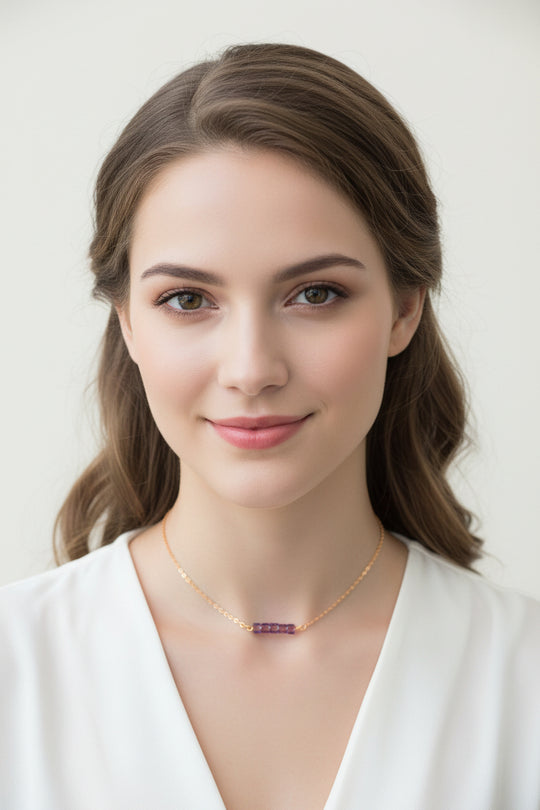 Purple Crystal Cube Bar Necklace Charm Jewelry, is an effortlessly gorgeous and minimalist necklace that will become a daily staple. Personalize it as 