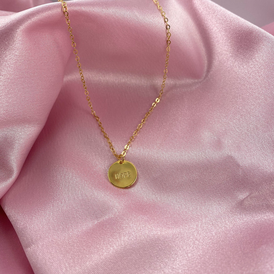 Gold Hand Stamped HOPE Necklace, Looking for a little daily reminder? This hand stamped HOPE necklace is your new go-to piece