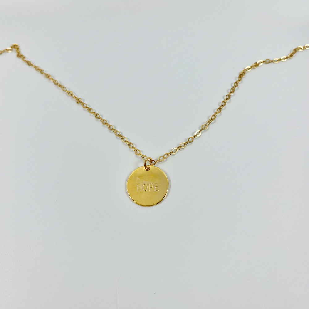 Gold Hand Stamped HOPE Necklace, Looking for a little daily reminder? This hand stamped HOPE necklace is your new go-to piece
