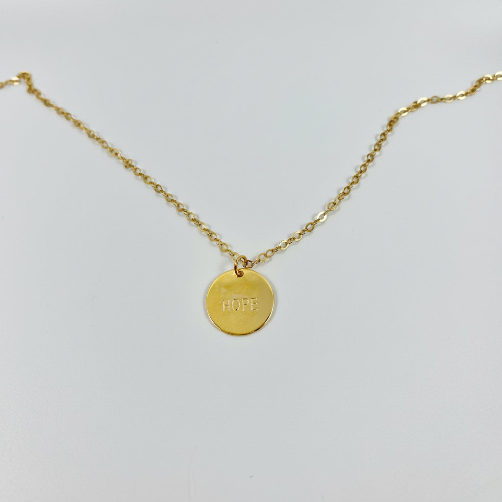Gold Hand Stamped HOPE Necklace, Looking for a little daily reminder? This hand stamped HOPE necklace is your new go-to piece