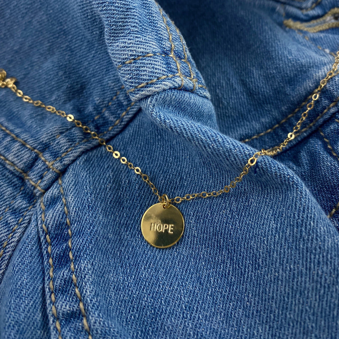 Gold Hand Stamped HOPE Necklace, Looking for a little daily reminder? This hand stamped HOPE necklace is your new go-to piece