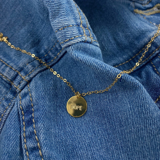 Gold Hand Stamped HOPE Necklace, Looking for a little daily reminder? This hand stamped HOPE necklace is your new go-to piece