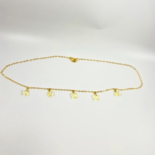 Citrine Yellow Butterfly Choker Necklace, Add a touch of charm with the Citrine Yellow Butterfly Choker Necklace, a delightful chain of crystal butterflies