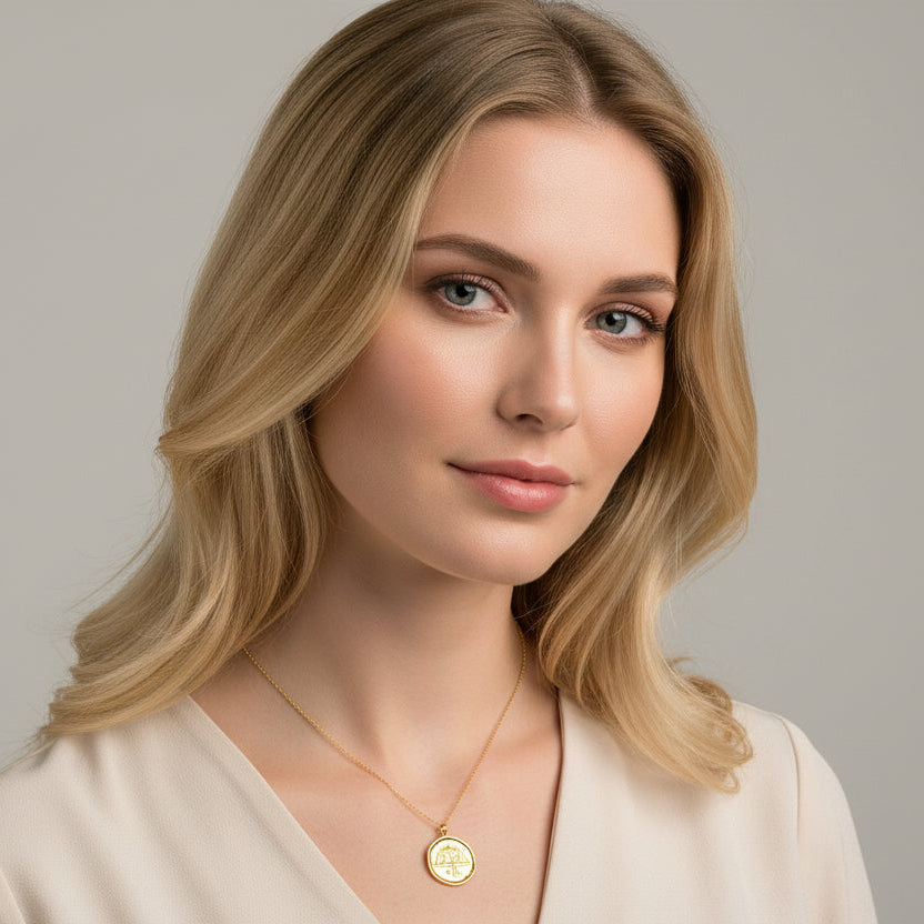 Libra Zodiac Sign Gold Necklace, this hand crafted Libra Zodiac Sign Necklace features a 14K gold-filled chain and an 18K vermeil gold charm. A