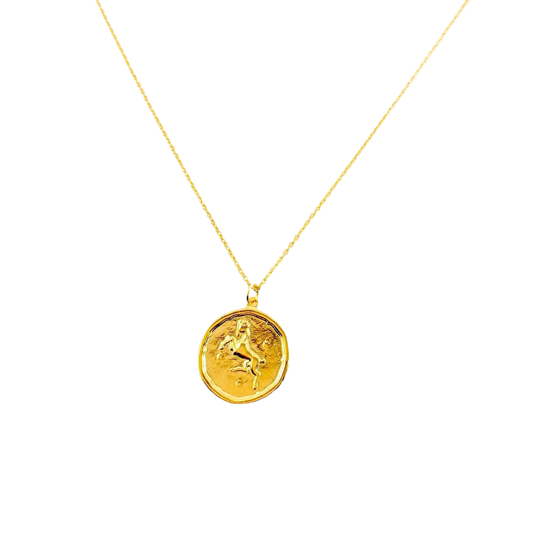 Aries Zodiac Sign Gold Necklace, this hand crafted Aries Zodiac Sign Necklace features a 14K gold-filled chain and an 18K vermeil gold charm.