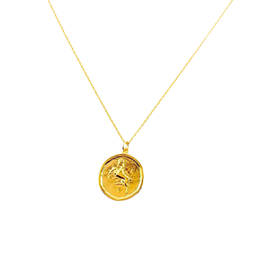 Aries Zodiac Sign Gold Necklace, this hand crafted Aries Zodiac Sign Necklace features a 14K gold-filled chain and an 18K vermeil gold charm.