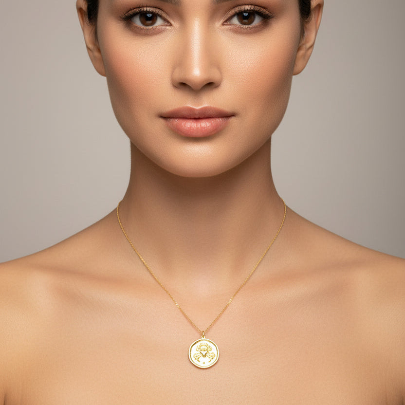 Cancer Zodiac Sign Gold Necklace, this hand crafted Cancer Zodiac Sign Necklace features a 14K gold-filled chain and an 18K vermeil gold charm.