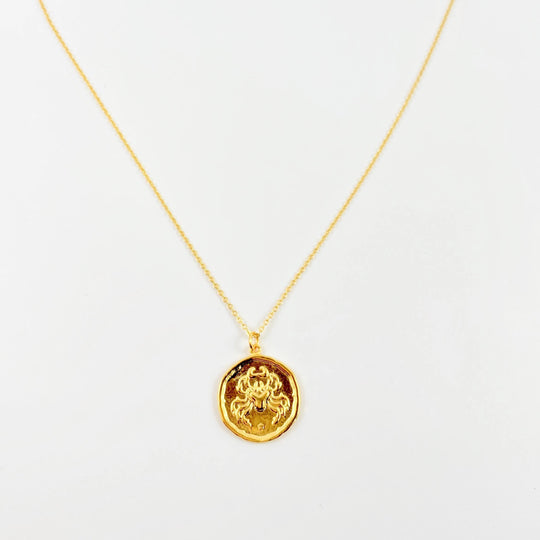 Cancer Zodiac Sign Gold Necklace, this hand crafted Cancer Zodiac Sign Necklace features a 14K gold-filled chain and an 18K vermeil gold charm.