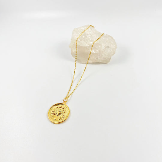 Cancer Zodiac Sign Gold Necklace, this hand crafted Cancer Zodiac Sign Necklace features a 14K gold-filled chain and an 18K vermeil gold charm.