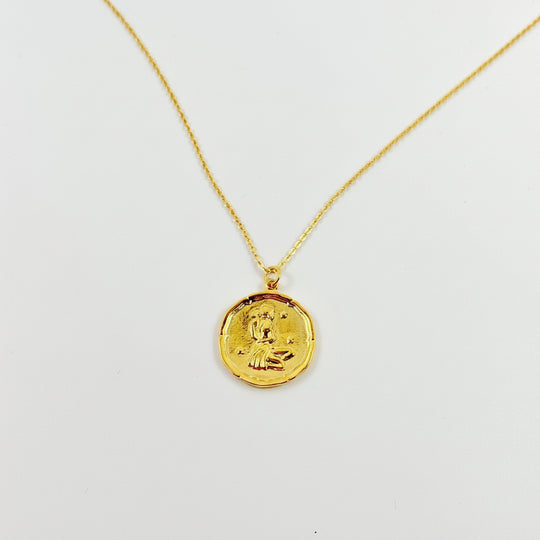 Virgo Zodiac Sign Gold Necklace, this hand crafted Virgo Zodiac sign Necklace features a 14K gold-filled chain and an 18K vermeil gold charm. 