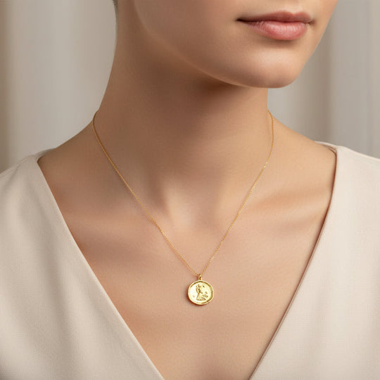 Virgo Zodiac Sign Gold Necklace, this hand crafted Virgo Zodiac sign Necklace features a 14K gold-filled chain and an 18K vermeil gold charm. 