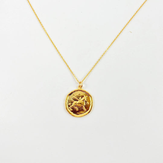 Taurus Zodiac Sign Gold Necklace, this hand crafted Taurus Zodiac Sign Necklace features a 14K gold-filled chain and an 18K vermeil gold charm.