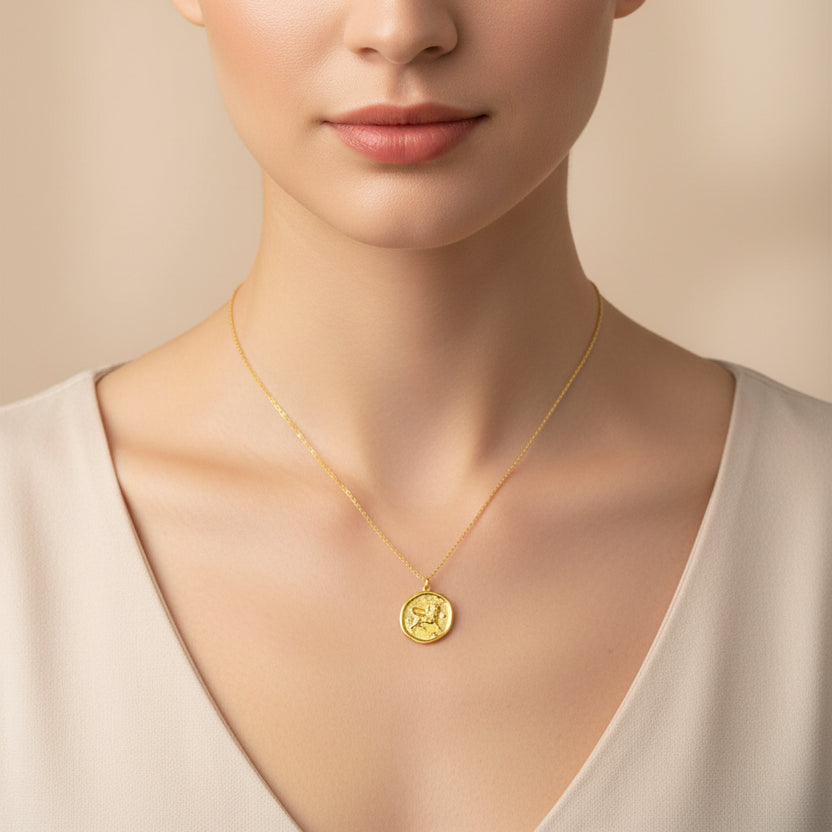 Taurus Zodiac Sign Gold Necklace, this hand crafted Taurus Zodiac Sign Necklace features a 14K gold-filled chain and an 18K vermeil gold charm.