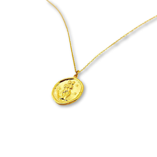 Gemini Zodiac Sign Gold Necklace, this hand crafted Gemini Zodiac Sign Necklace features a 14K gold-filled chain and an 18K vermeil gold charm.
