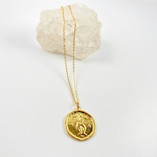 Gemini Zodiac Sign Gold Necklace, this hand crafted Gemini Zodiac Sign Necklace features a 14K gold-filled chain and an 18K vermeil gold charm.