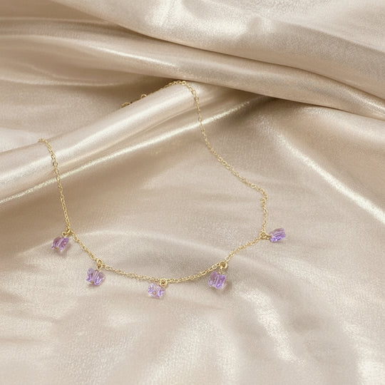 Violet Crystal Butterfly Choker Necklace, Add a touch of charm with the Violet Crystal Butterfly Choker Necklace, a delightful chain of crystal butterflies 