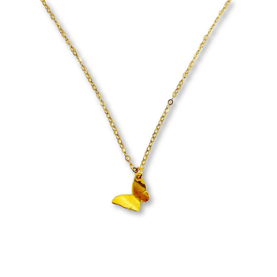 14K Gold Butterfly Charm Necklace, our tiny 14k gold butterfly necklace features a lightweight gold butterfly charm on 14k gold-filled chain, an irresistible dainty charm necklace.