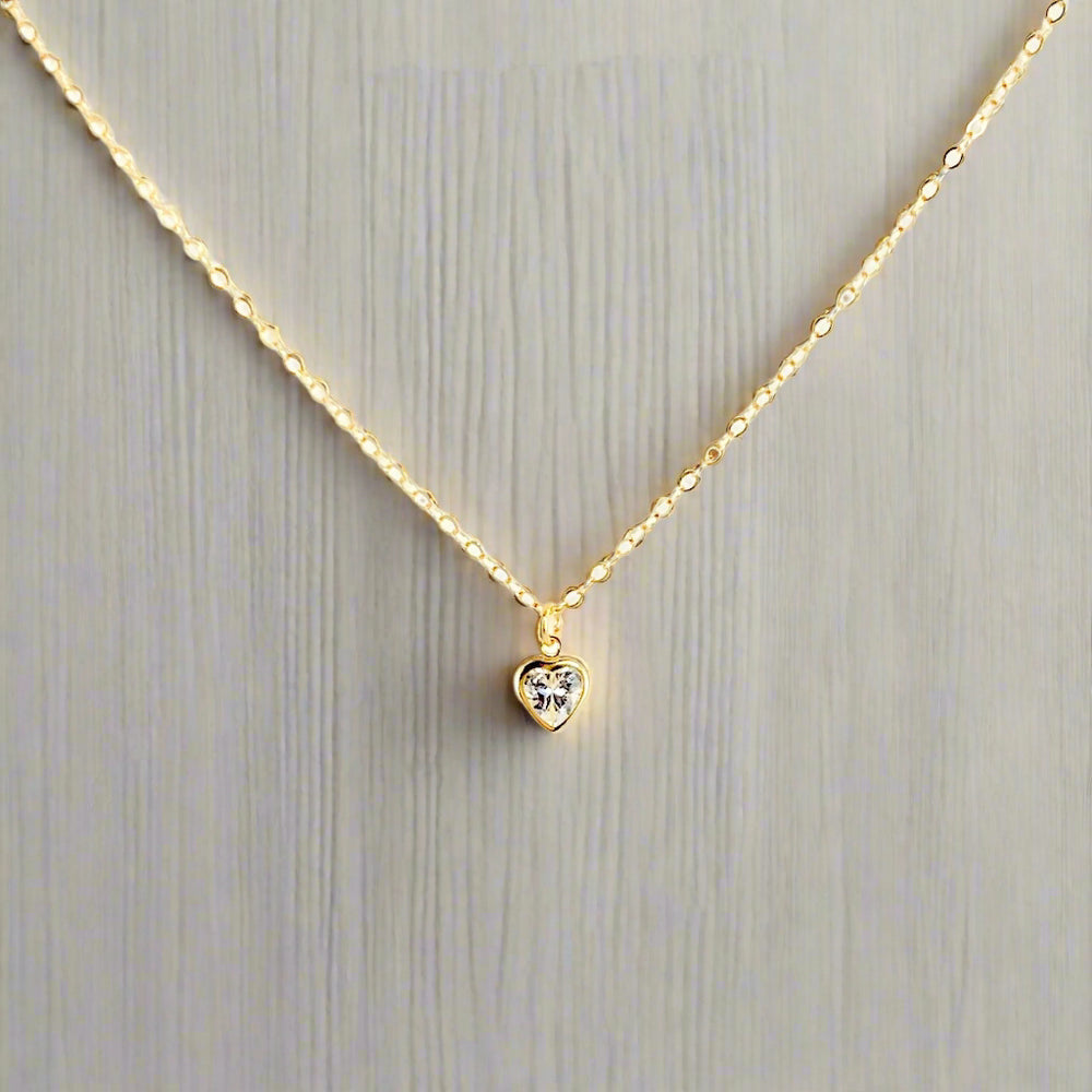 Cubic Zirconia Crystal Heart Necklace