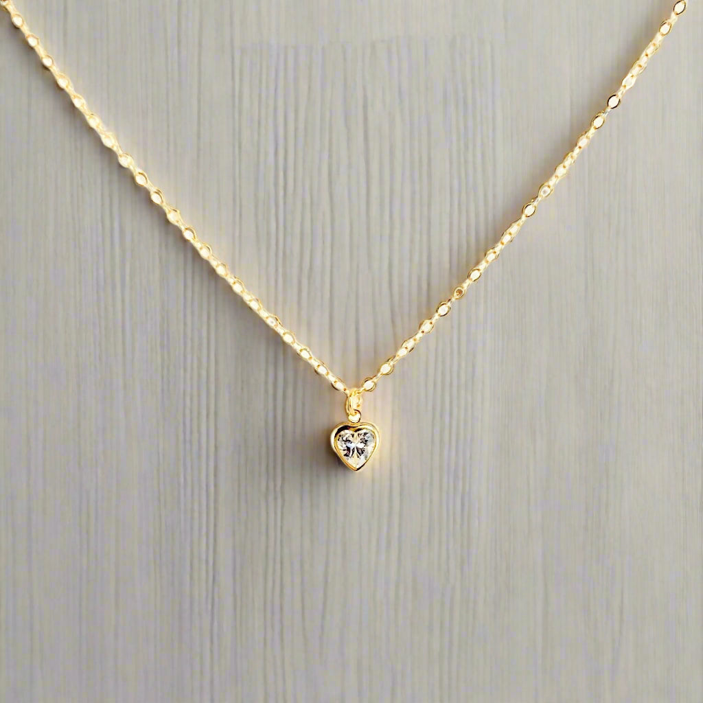 Cubic Zirconia Crystal Heart Necklace