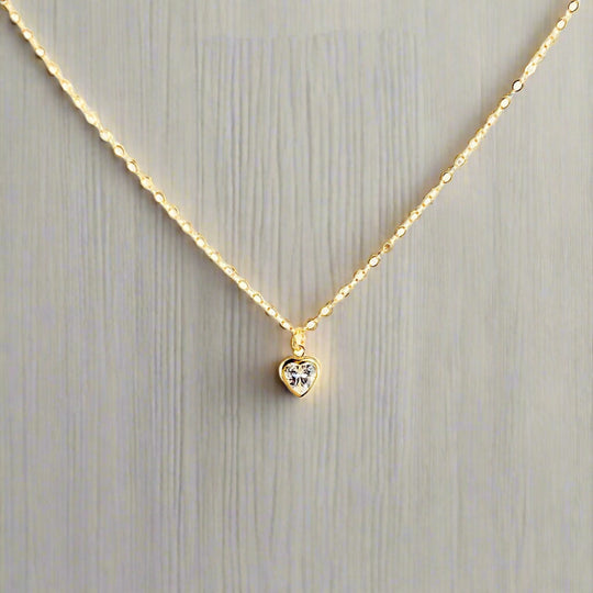 Cubic Zirconia Crystal Heart Necklace