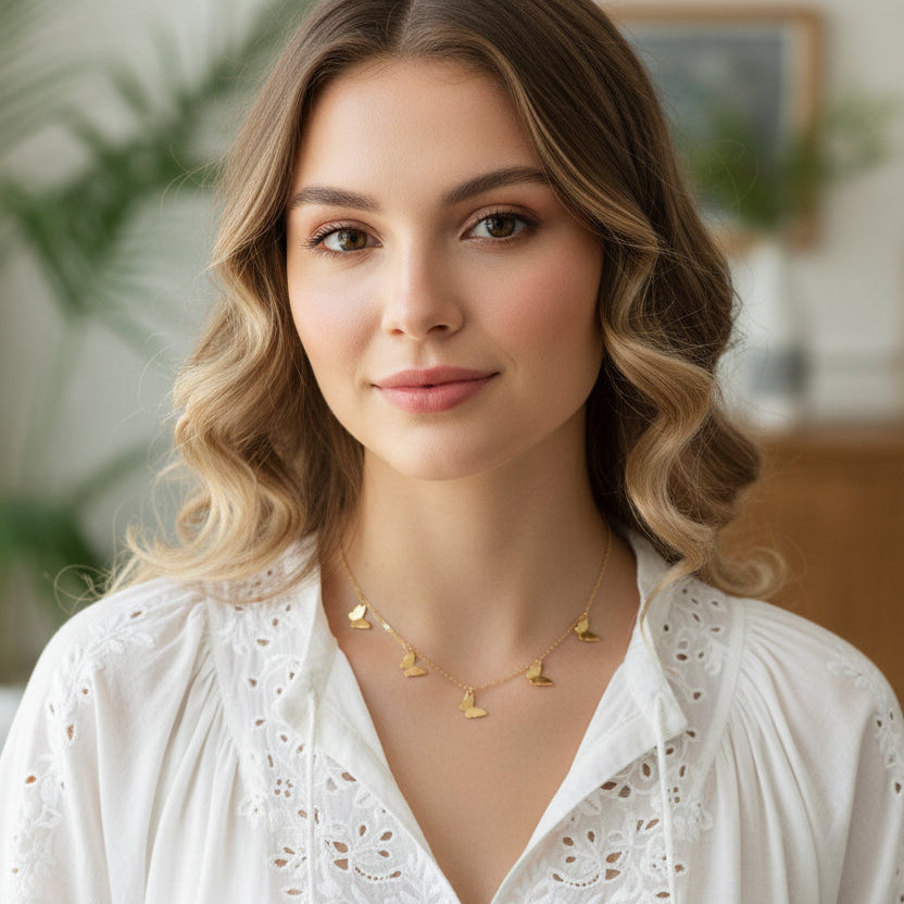 Gold Butterfly Choker Necklace