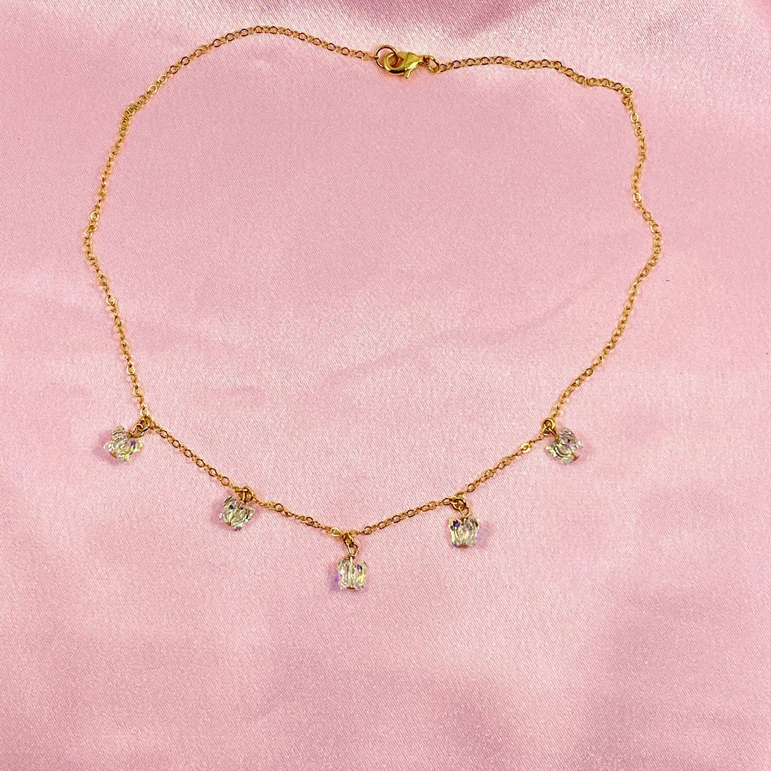 Clear Crystal Butterfly Choker Necklace, Add a touch of charm with our Clear Butterfly Choker Necklace, a delightful chain of crystal butterflies crafted
