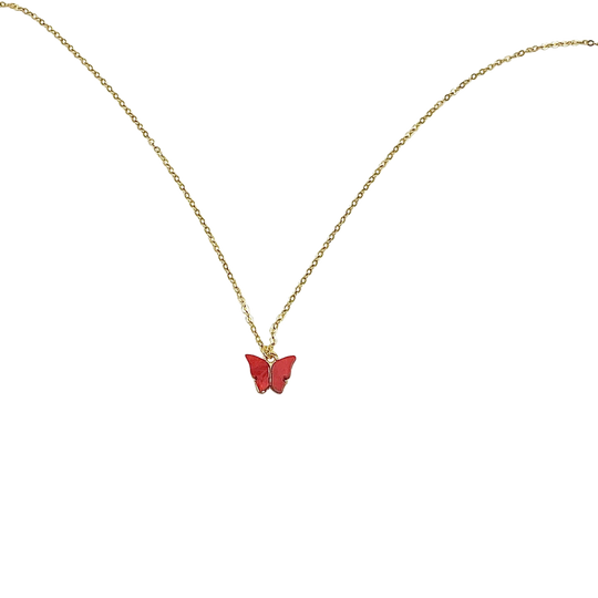 Ruby Red Pearl Butterfly Necklace, is perfect for adding a petite, minimalist charm to any look. Lightweight and eye-catching, the 14K gold filled chain 