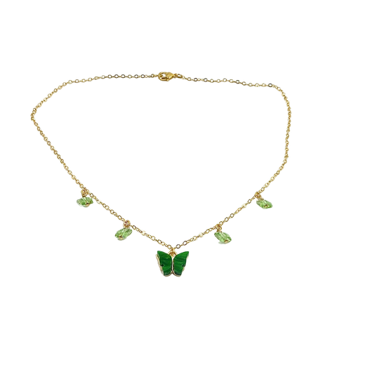 Peridot Emerald Green Butterfly Choker Necklace
