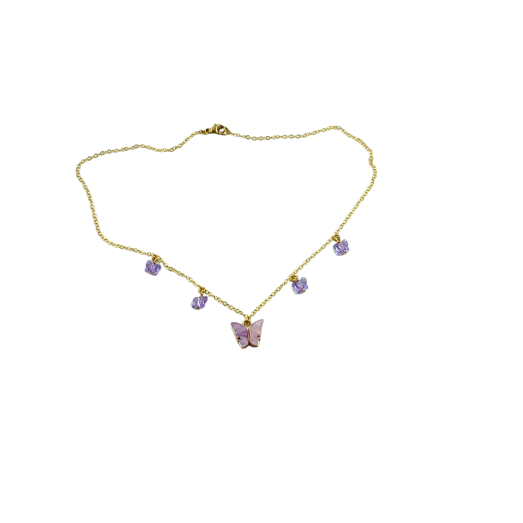 Lavender Butterfly Choker Necklace