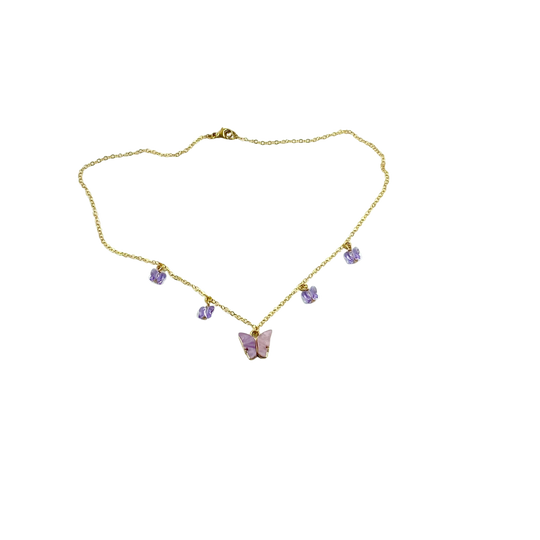 Lavender Butterfly Choker Necklace